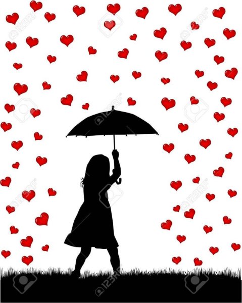 Девочка под зонтиком силуэт