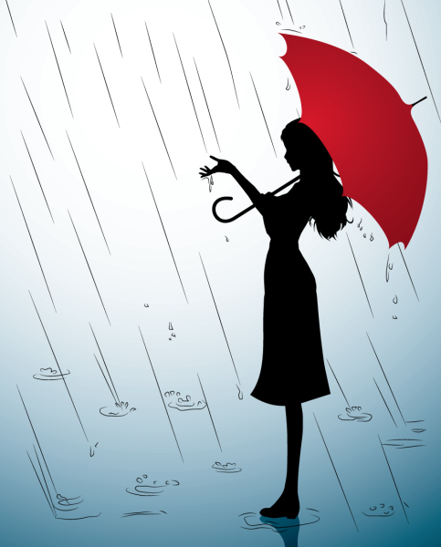 Силуэт женщины с зонтом