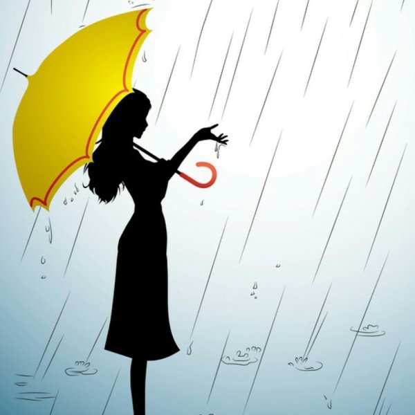 Дама с зонтом силуэт