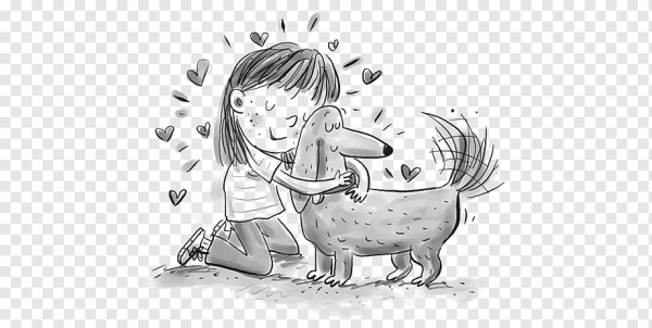 Девочка с таксой рисунок