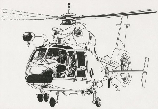 Вертолет чб сбоку