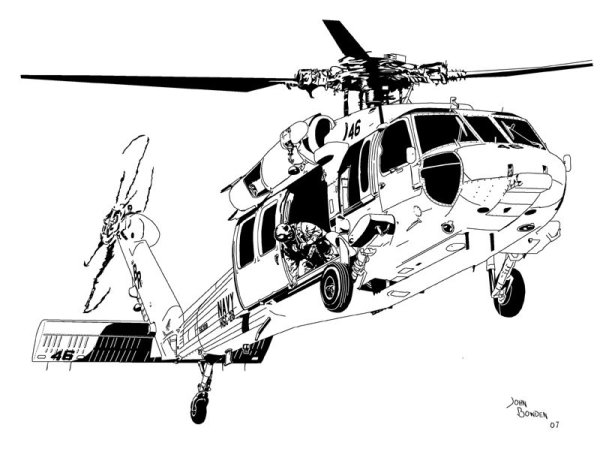 Вертолет Графика чб