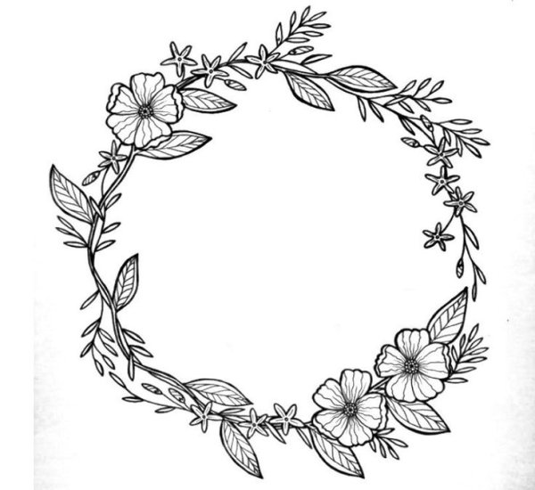 Цветочный венок контур