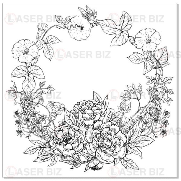 Цветочный венок черно белый