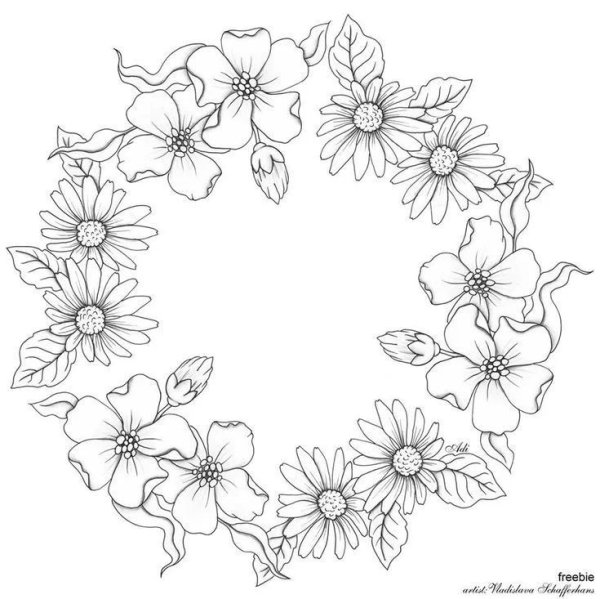Цветочный венок раскраска