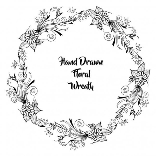 Цветочная рамка черно белая