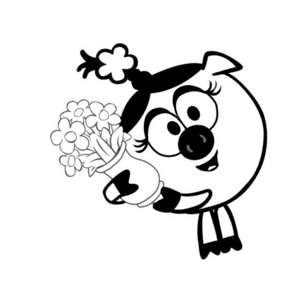 Раскраска Нюша и цветочки