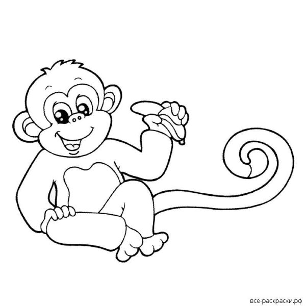 Обезьяна раскраска