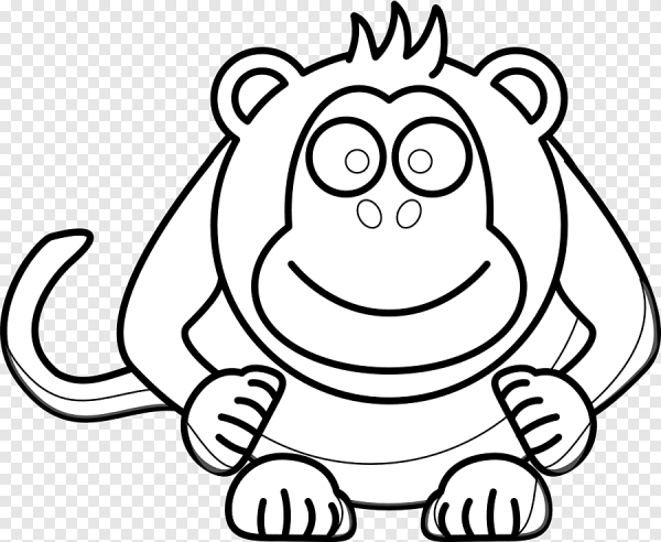 Обезьяна рисунок черно белый