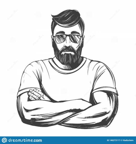 Стилизованные рисунки мужчин с бородой