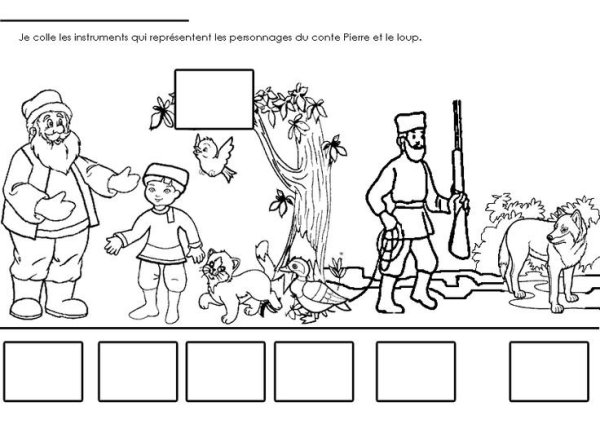 Петя и волк раскраска