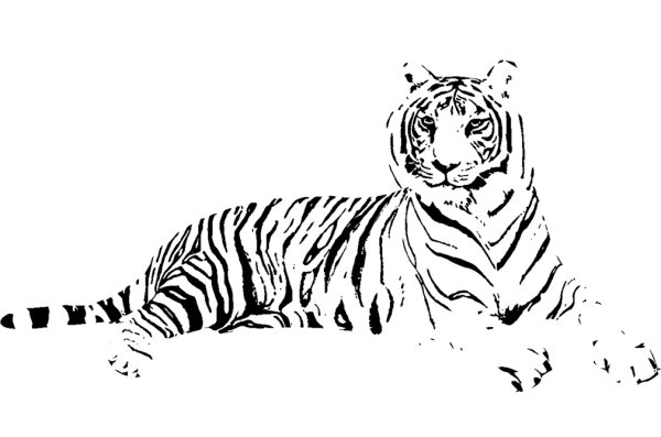 Тигр лежит трафарет