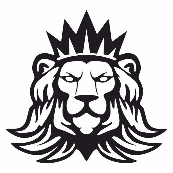 Голова Льва с короной на белом фоне