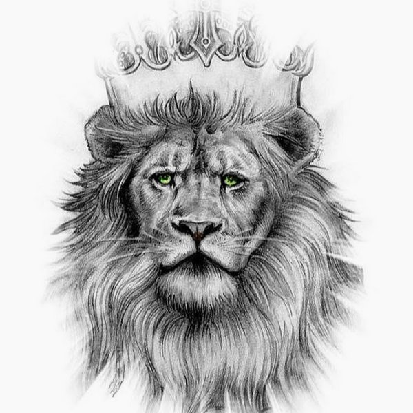 Лев с короной черно белый