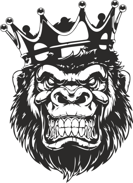 Горилла с короной на голове