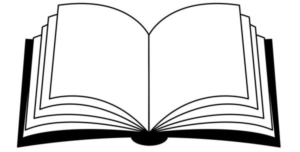 Книжка раскрытая черно белая