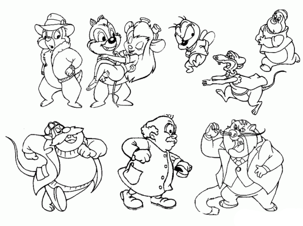 Раскраска чип и Дейл толстопуз