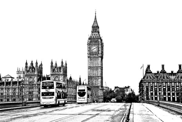 Биг Бен Лондон черно белый