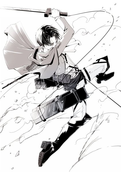 Леви Аккерман чёрно-белый