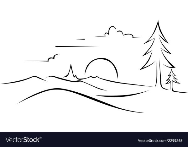 Пейзаж одной линией