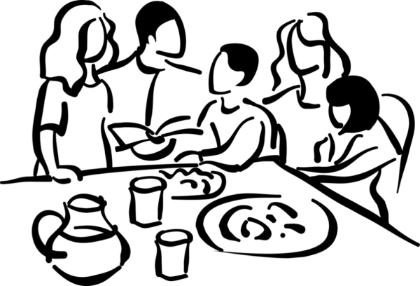 Семья за столом вектор