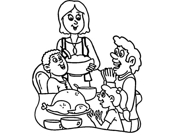 Раскраска семейный обед
