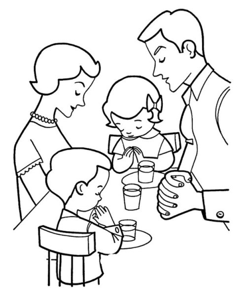 Раскраска семья за столом