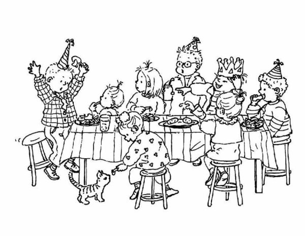 Празднование дня рождения раскраска