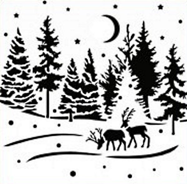 Трафареты на окна пейзажи