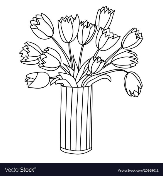 Тюльпаны в вазе для раскрашивания