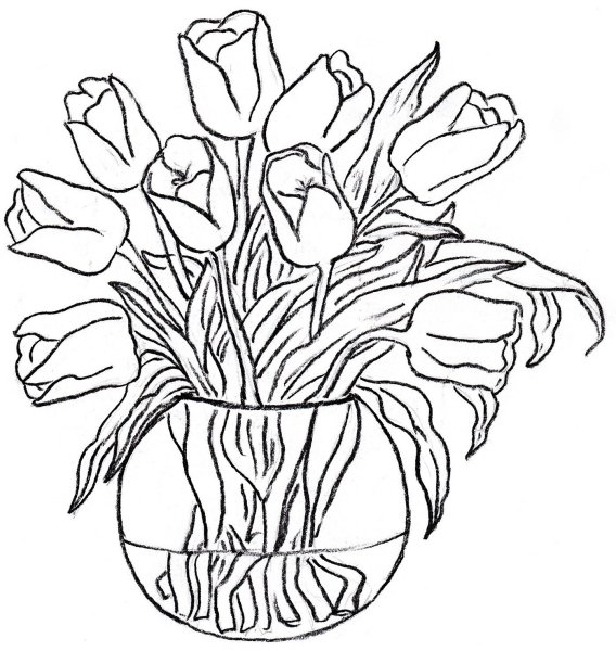 Ваза с цветами рисунок