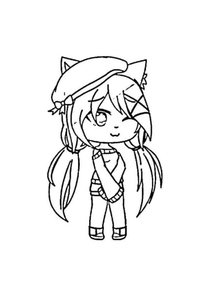 Раскраска белый персонаж гача лайф