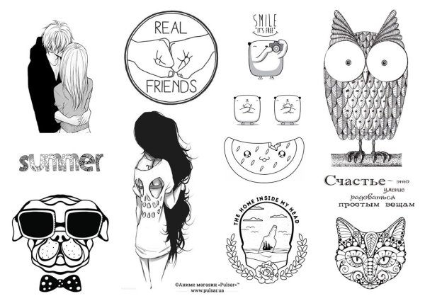 Наклейки черно белые