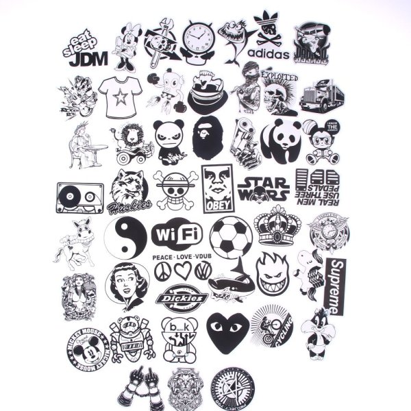 Наклейки черно белые