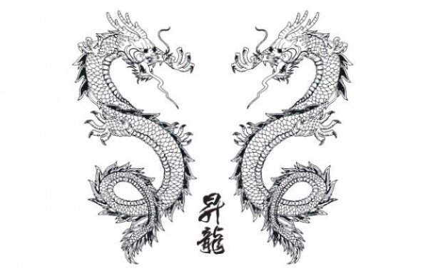 Татуировка эскиз дракон в Восточном стиле маленькая