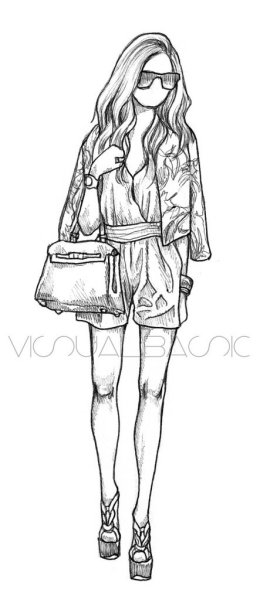 Модель с длинными волосами рисунок