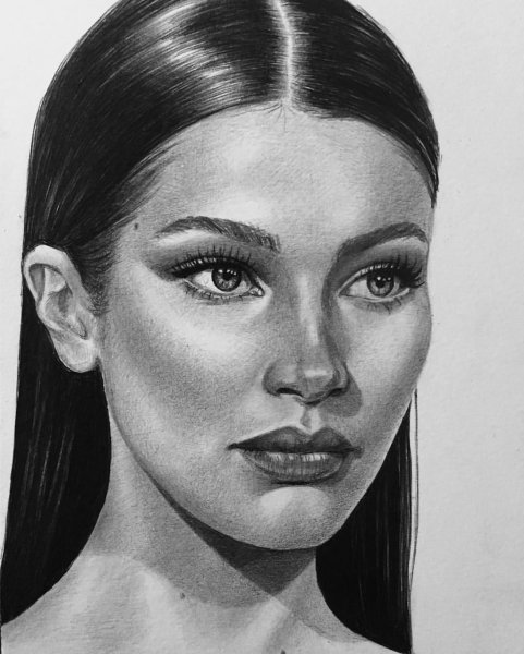 Белла Хадид рисунок карандашом