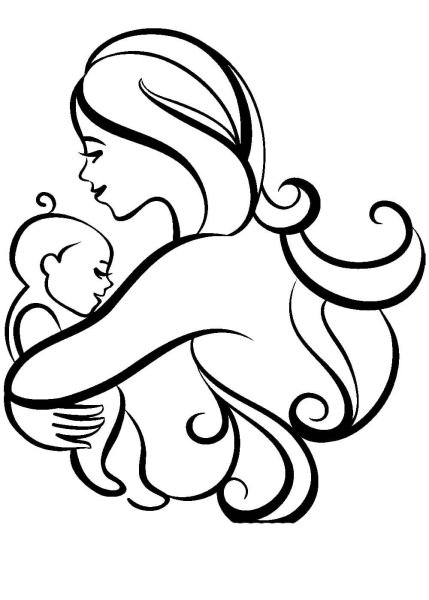 Силуэт мамы с ребенком