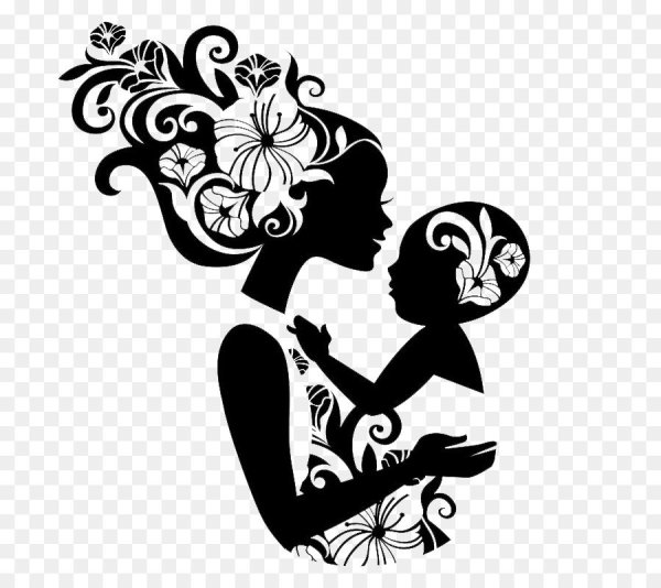 Силуэт мамы с ребенком на руках