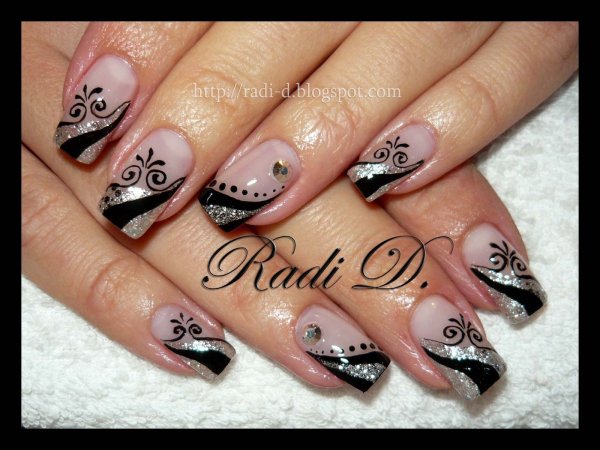 Френч серебристый с черным