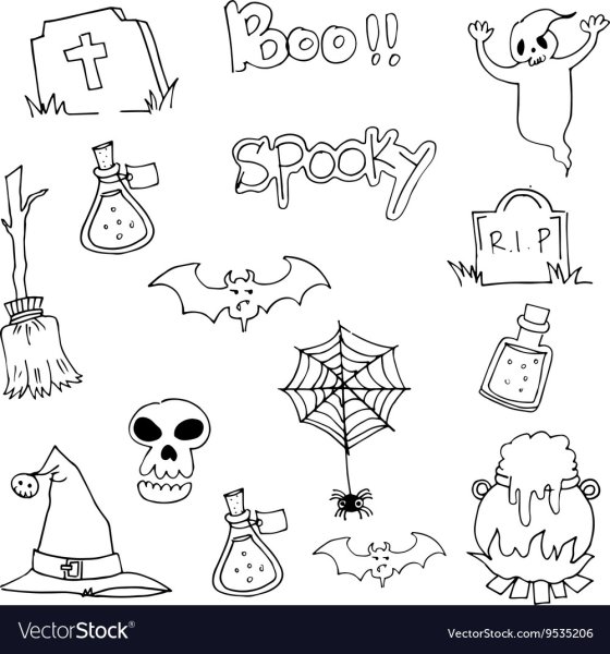 Наклейки Хэллоуин черно белые