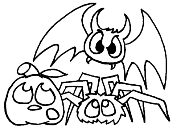 Раскраски на Хэллоуин паучки