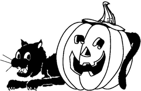 Тыква для Хэллоуина черно белая