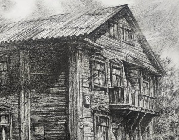Старый дом рисунок карандашом