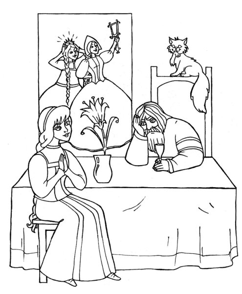 Раскраски по сказке Аленький цветочек Аксакова