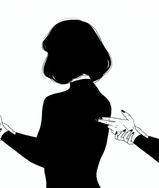 Силуэт женщины с каре со спины