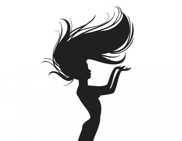 Силуэт девушки с волосами