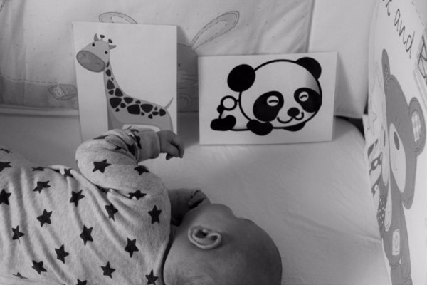 Черно белые игрушки для новорожденных