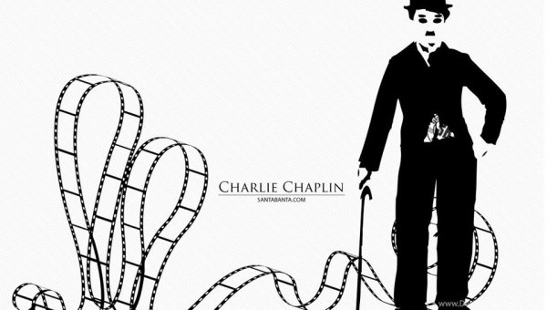 Чарли Чаплин рисунок черно белый