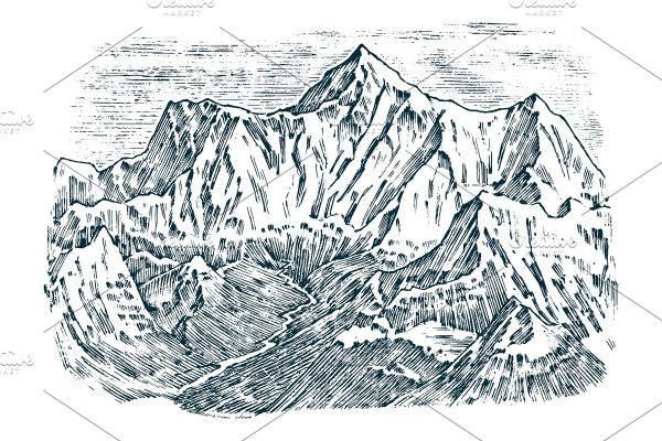 Эльбрус карандашом